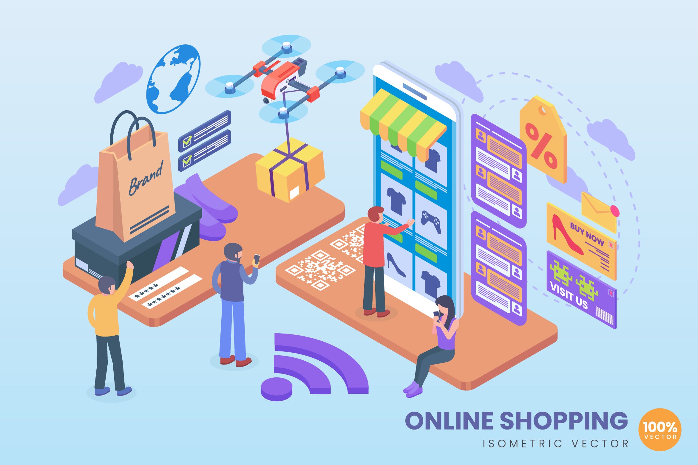 網(wǎng)上購(gòu)物與電子商務(wù) 距離、螞蟻、素材與代理的精選概念解析